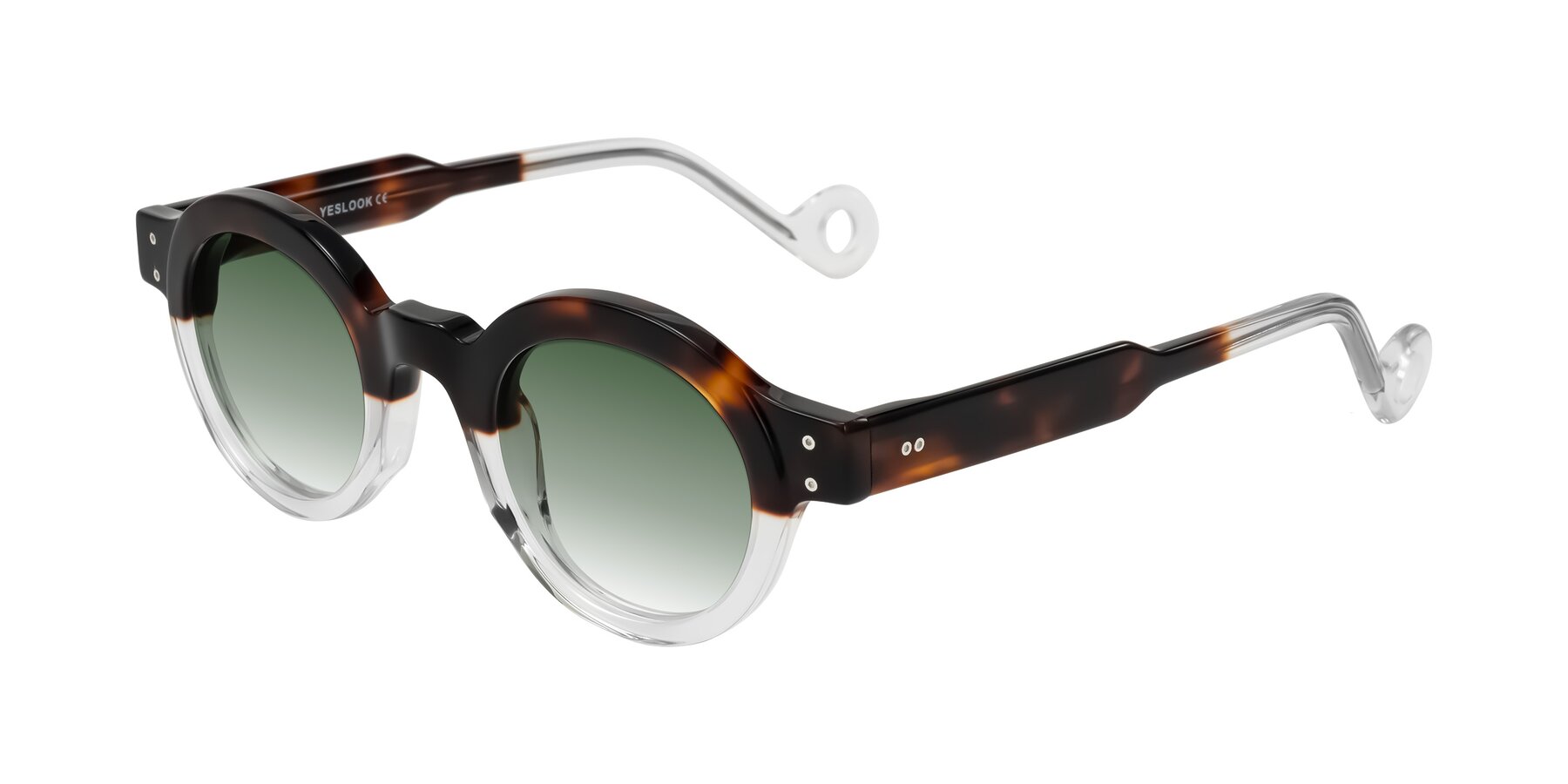 Angle of Aldo in Tortoise/Clear with Green Gradient Lenses