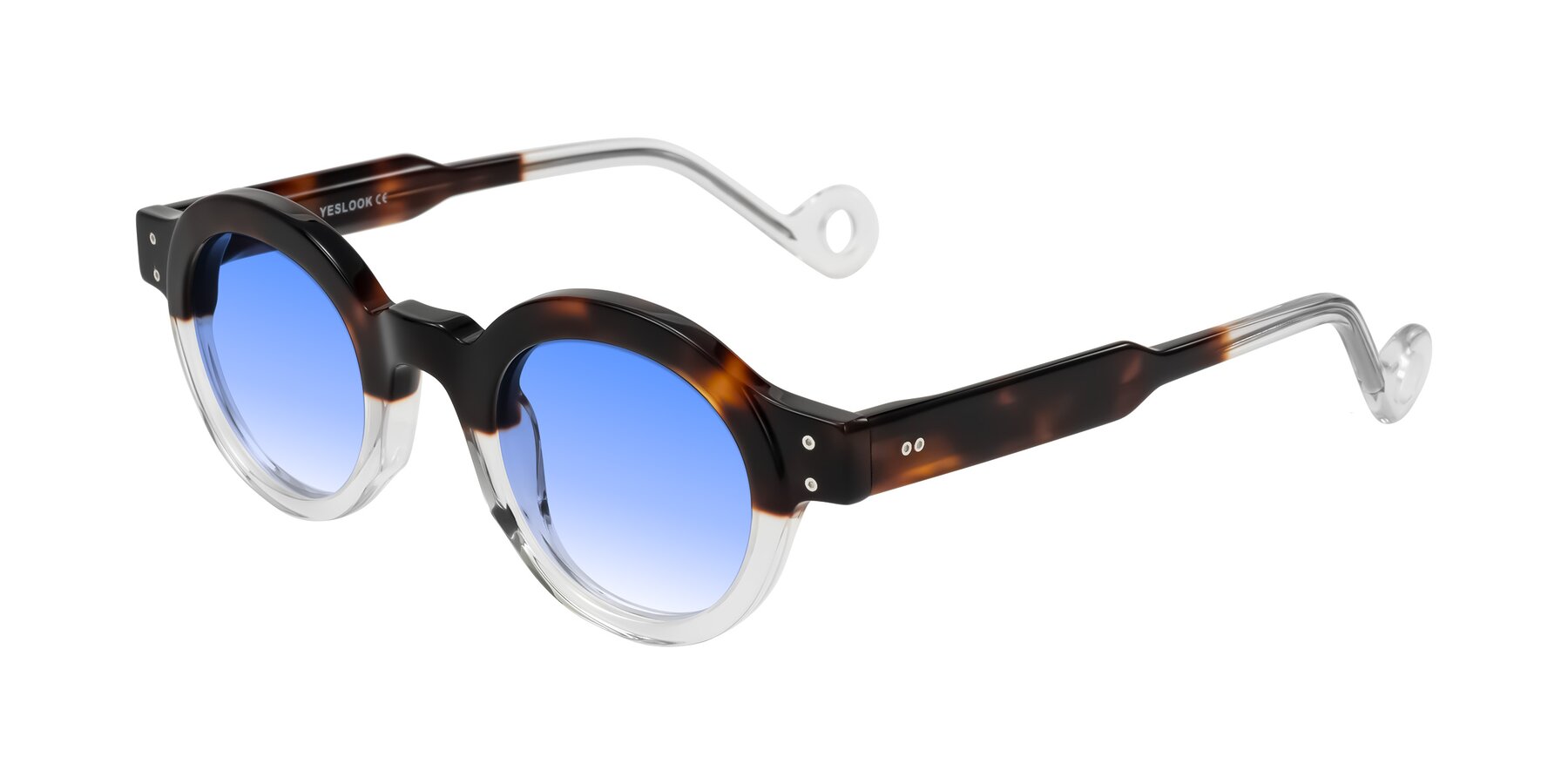 Angle of Aldo in Tortoise/Clear with Blue Gradient Lenses
