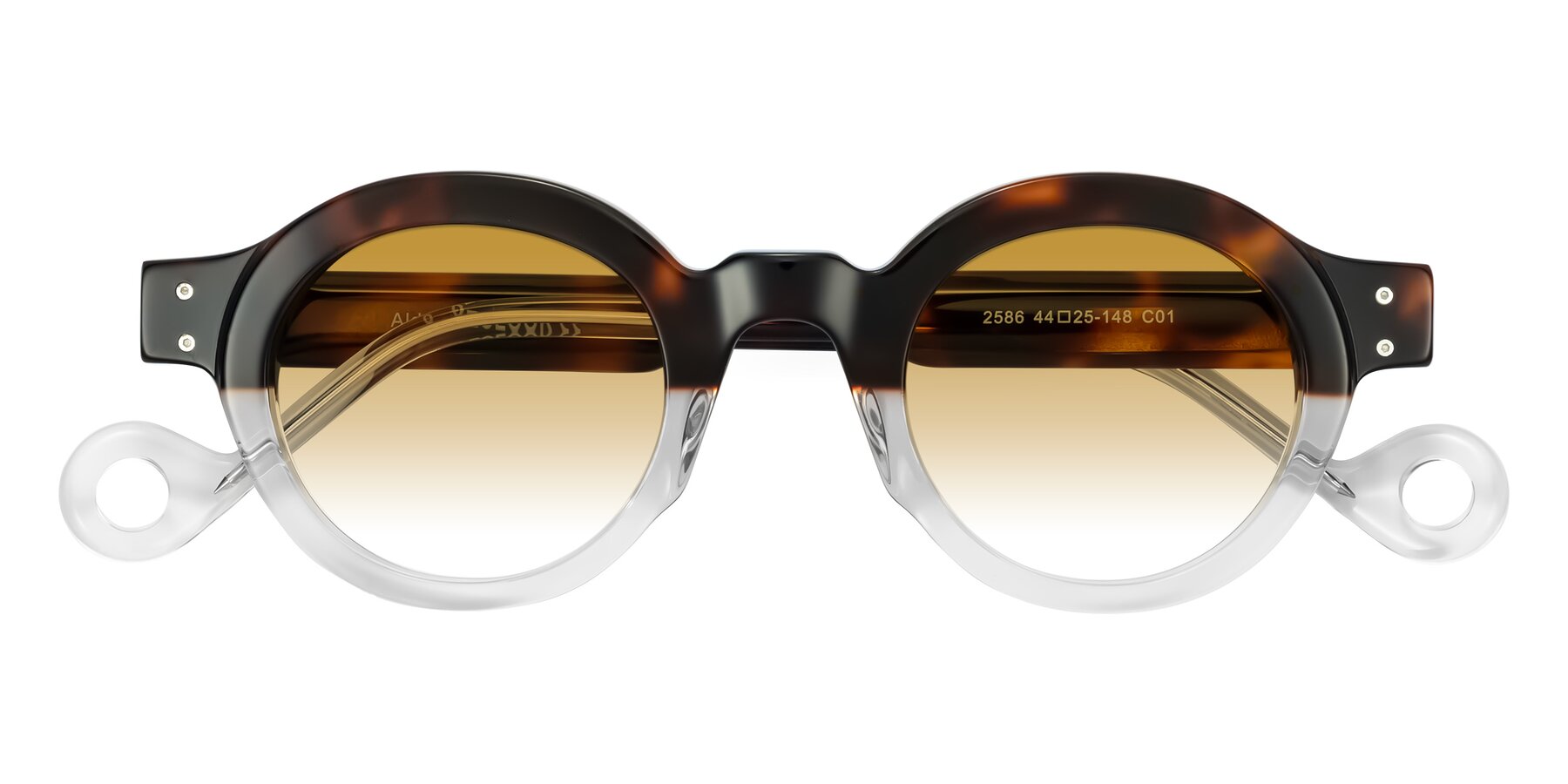 Folded Front of Aldo in Tortoise/Clear with Champagne Gradient Lenses