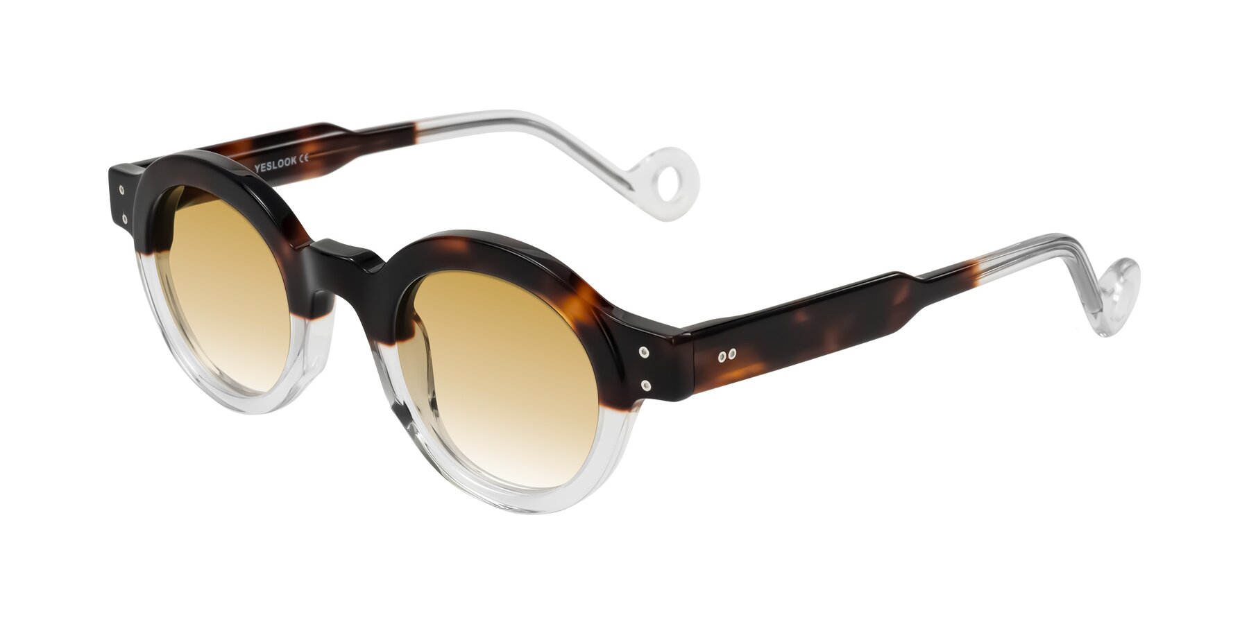 Angle of Aldo in Tortoise/Clear with Champagne Gradient Lenses