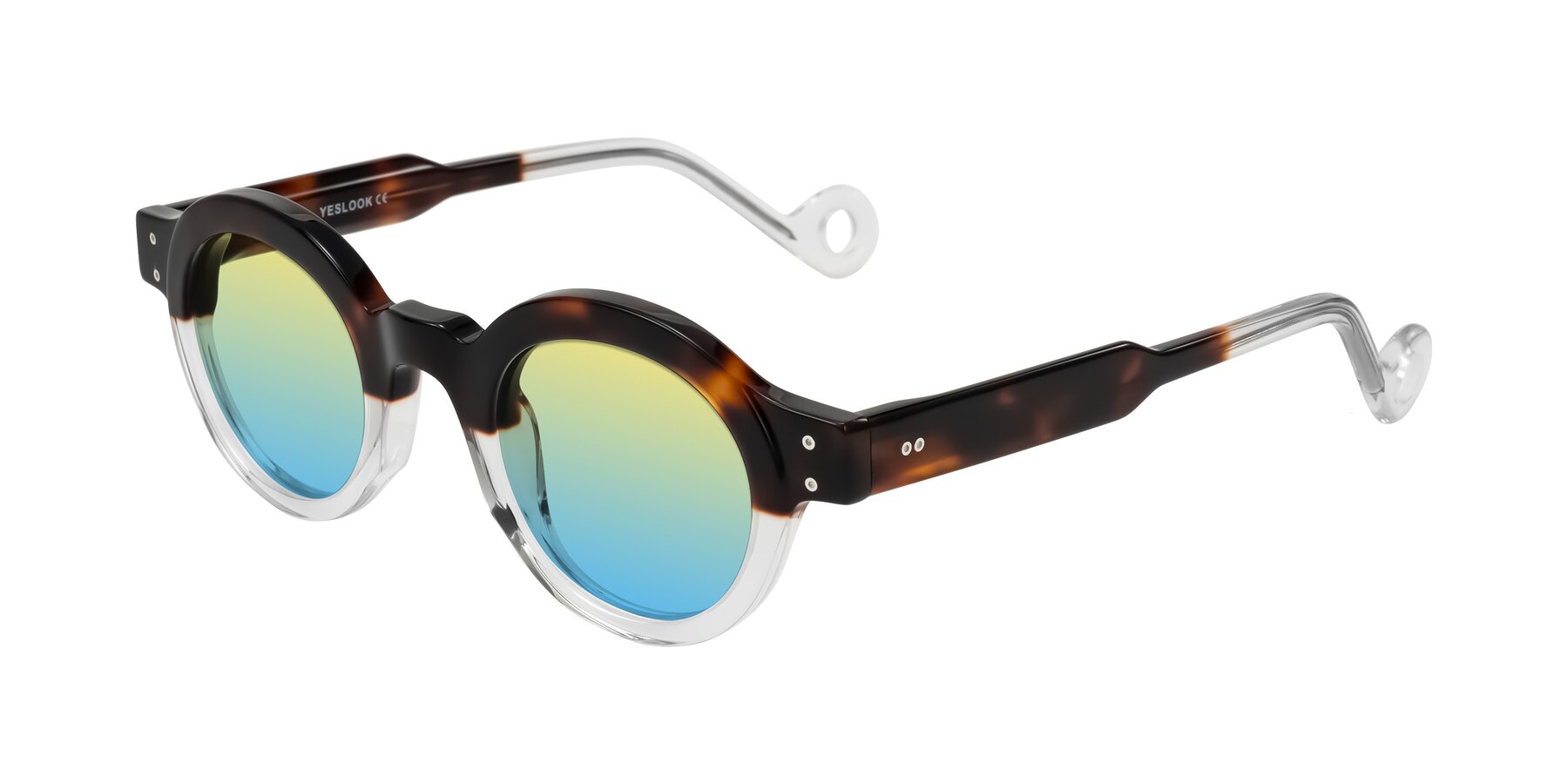 Angle of Aldo in Tortoise/Clear with Yellow / Blue Gradient Lenses