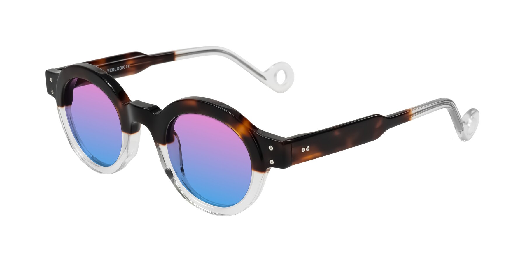 Angle of Aldo in Tortoise/Clear with Pink / Blue Gradient Lenses