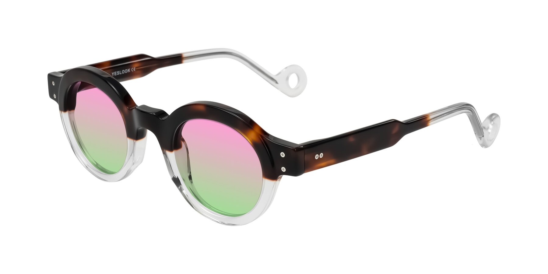 Angle of Aldo in Tortoise/Clear with Pink / Green Gradient Lenses