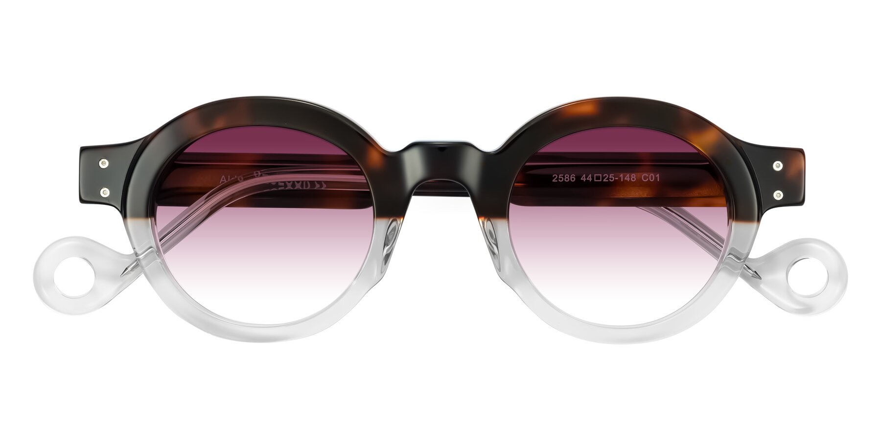 Folded Front of Aldo in Tortoise/Clear with Wine Gradient Lenses