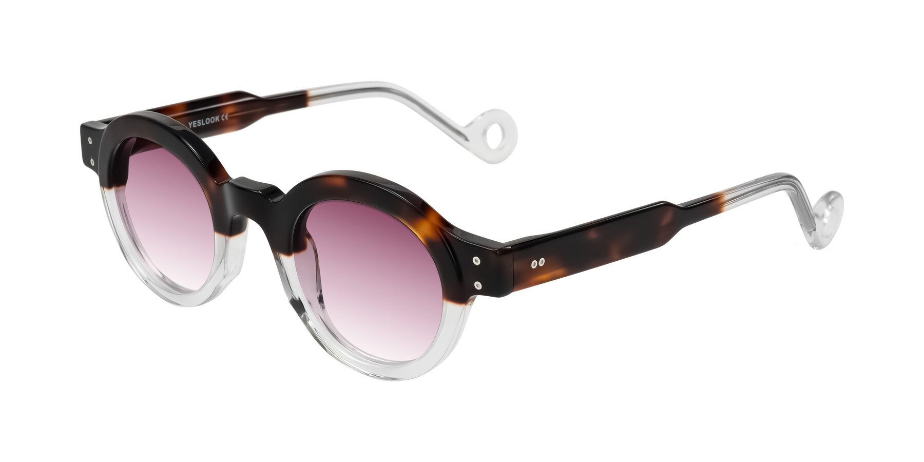 Angle of Aldo in Tortoise/Clear with Wine Gradient Lenses
