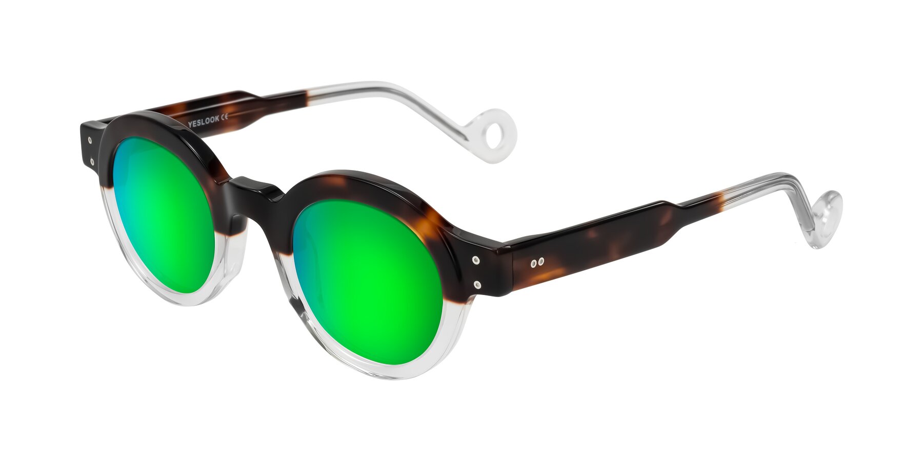 Angle of Aldo in Tortoise/Clear with Green Mirrored Lenses