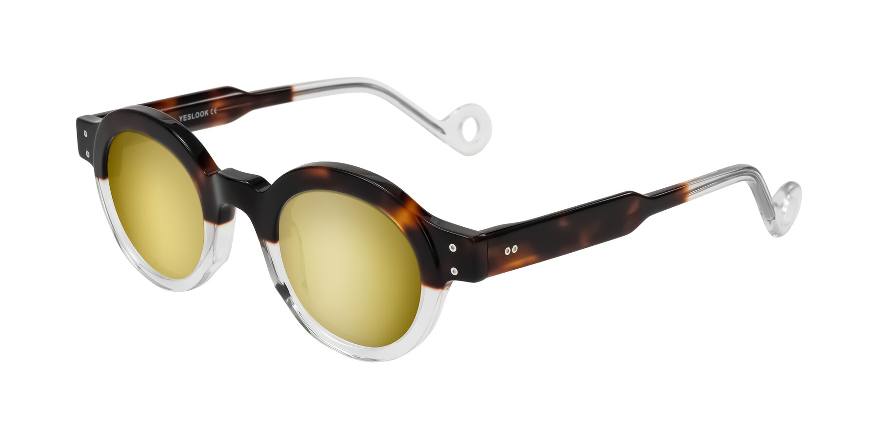 Angle of Aldo in Tortoise/Clear with Gold Mirrored Lenses