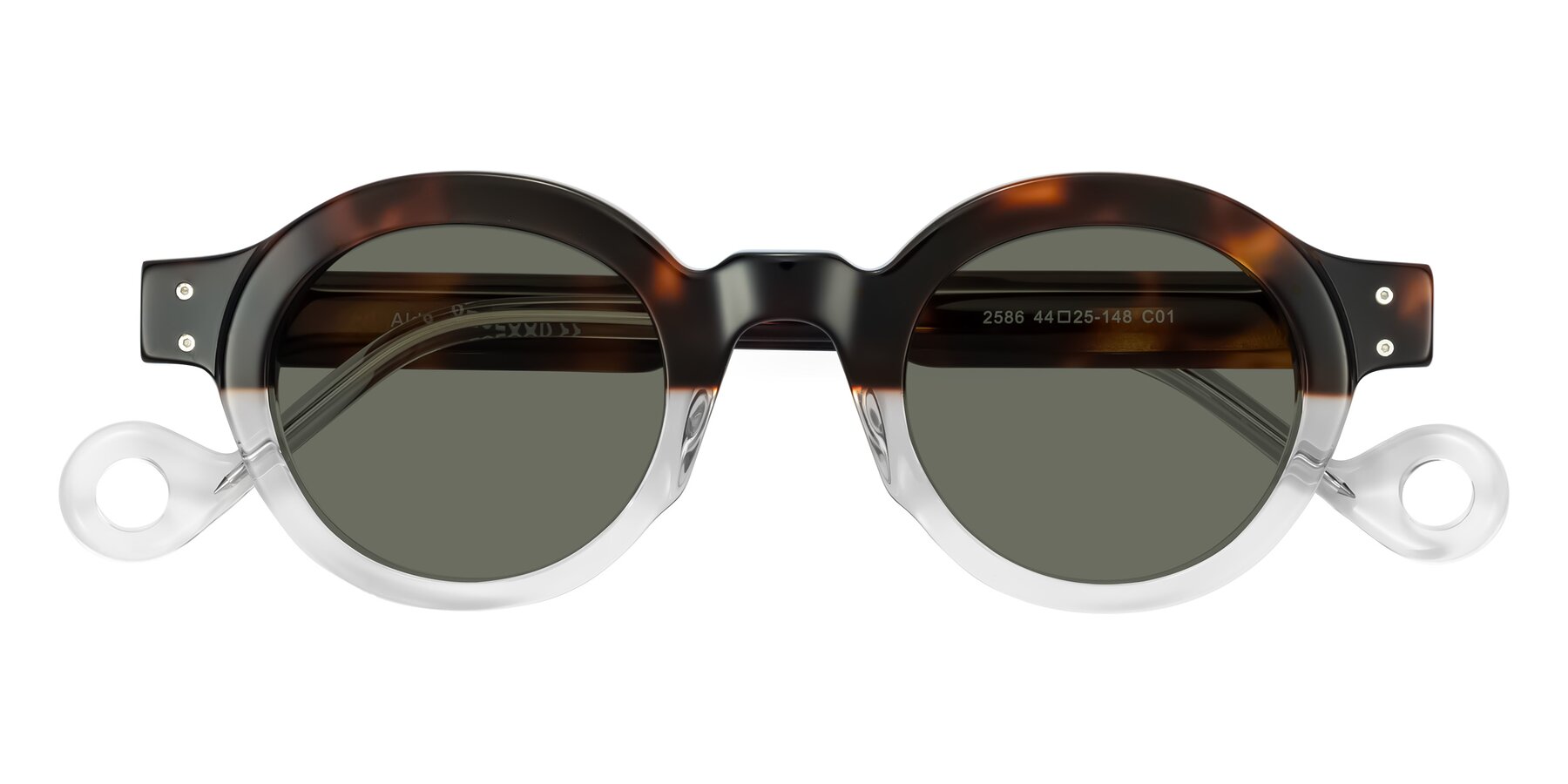 Folded Front of Aldo in Tortoise/Clear with Gray Polarized Lenses