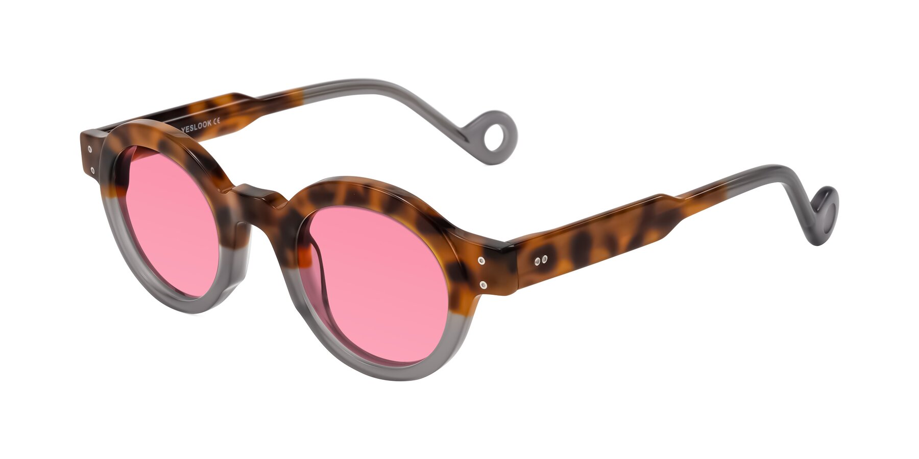 Angle of Aldo in Tortoise/Gray with Pink Tinted Lenses