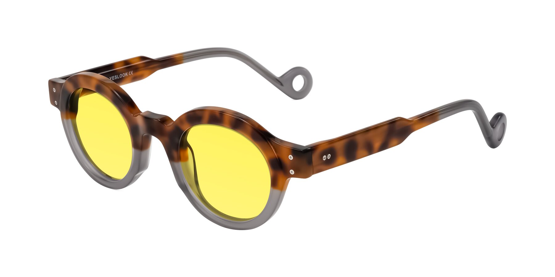 Angle of Aldo in Tortoise/Gray with Medium Yellow Tinted Lenses