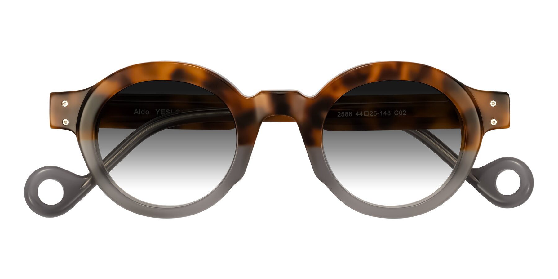 Folded Front of Aldo in Tortoise/Gray with Gray Gradient Lenses