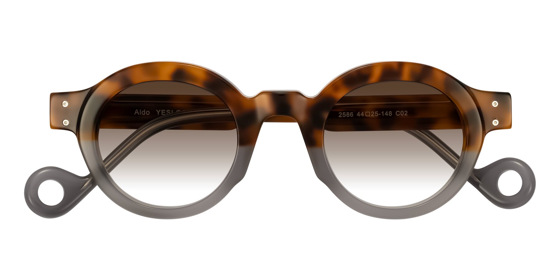 Folded Front of Aldo in Tortoise/Gray with Brown Gradient Lenses