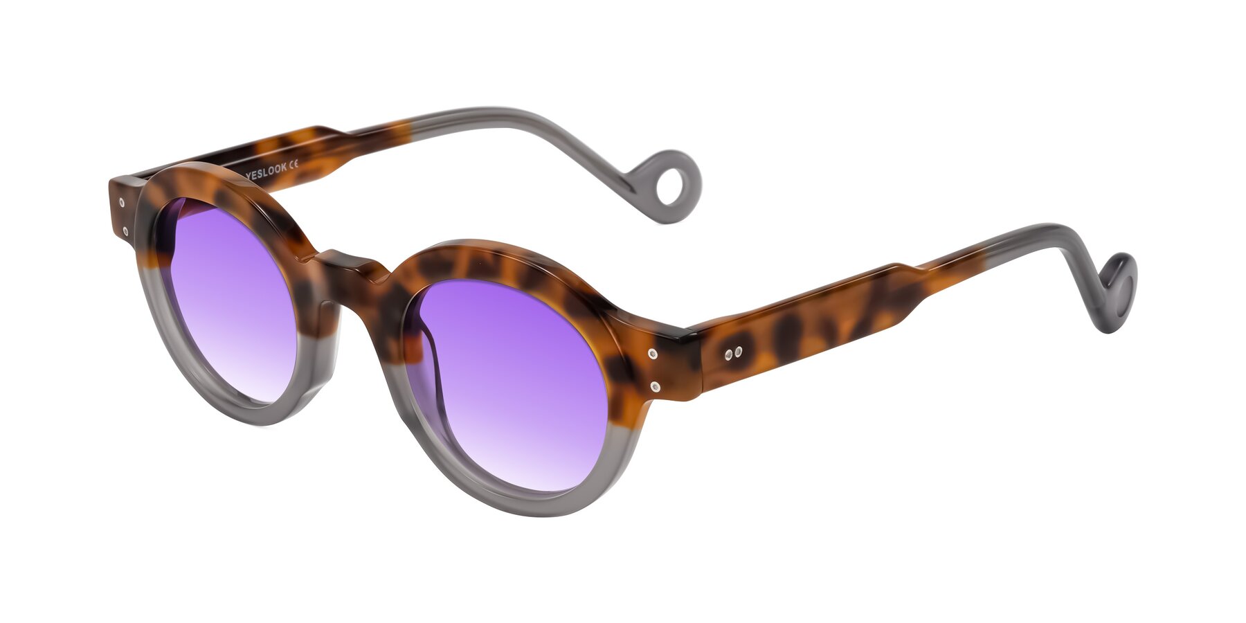 Angle of Aldo in Tortoise/Gray with Purple Gradient Lenses