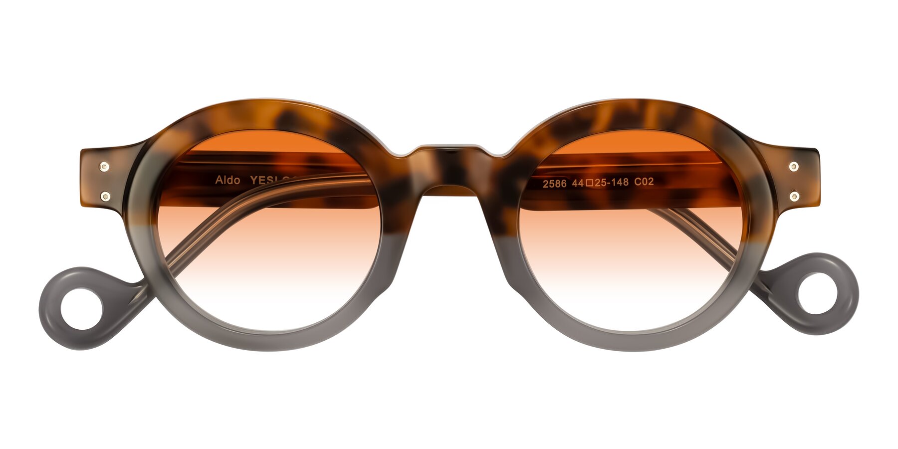 Folded Front of Aldo in Tortoise/Gray with Orange Gradient Lenses