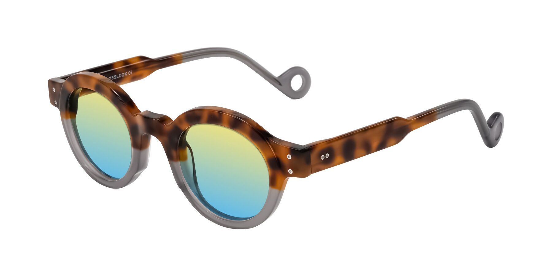 Angle of Aldo in Tortoise/Gray with Yellow / Blue Gradient Lenses