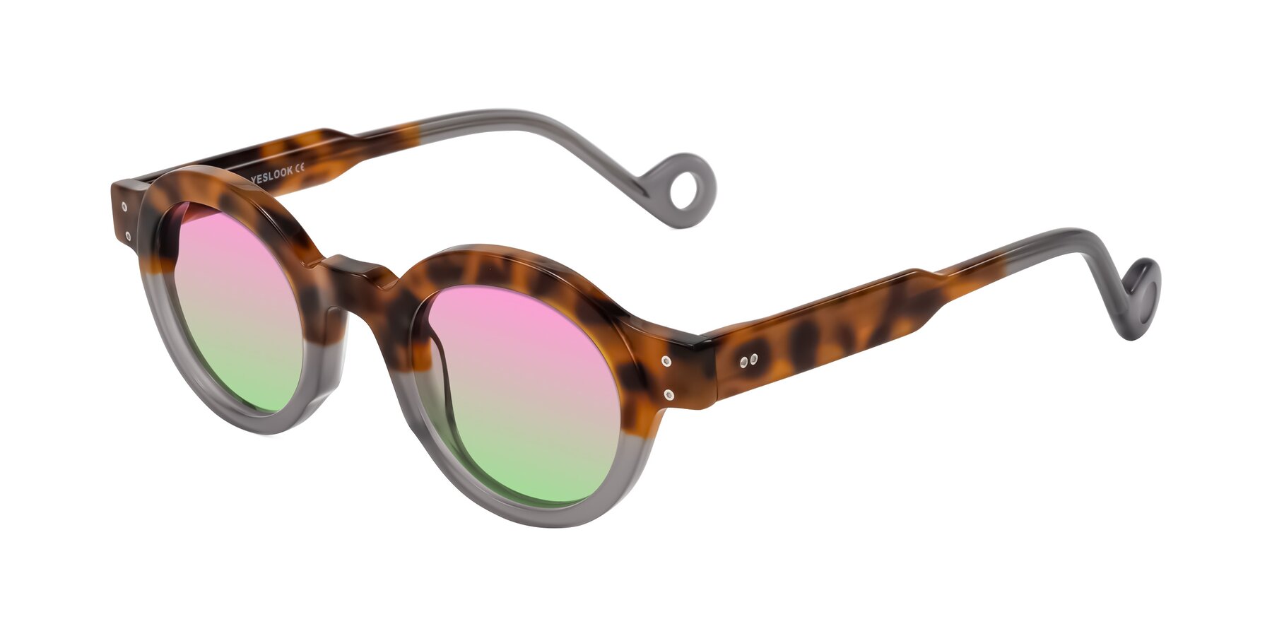 Angle of Aldo in Tortoise/Gray with Pink / Green Gradient Lenses