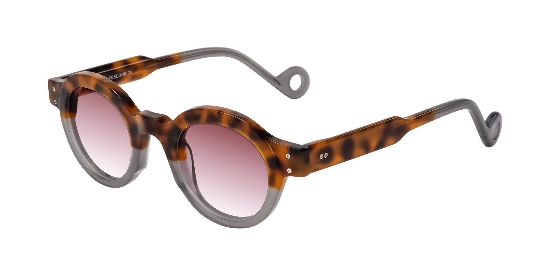 Angle of Aldo in Tortoise/Gray with Garnet Gradient Lenses