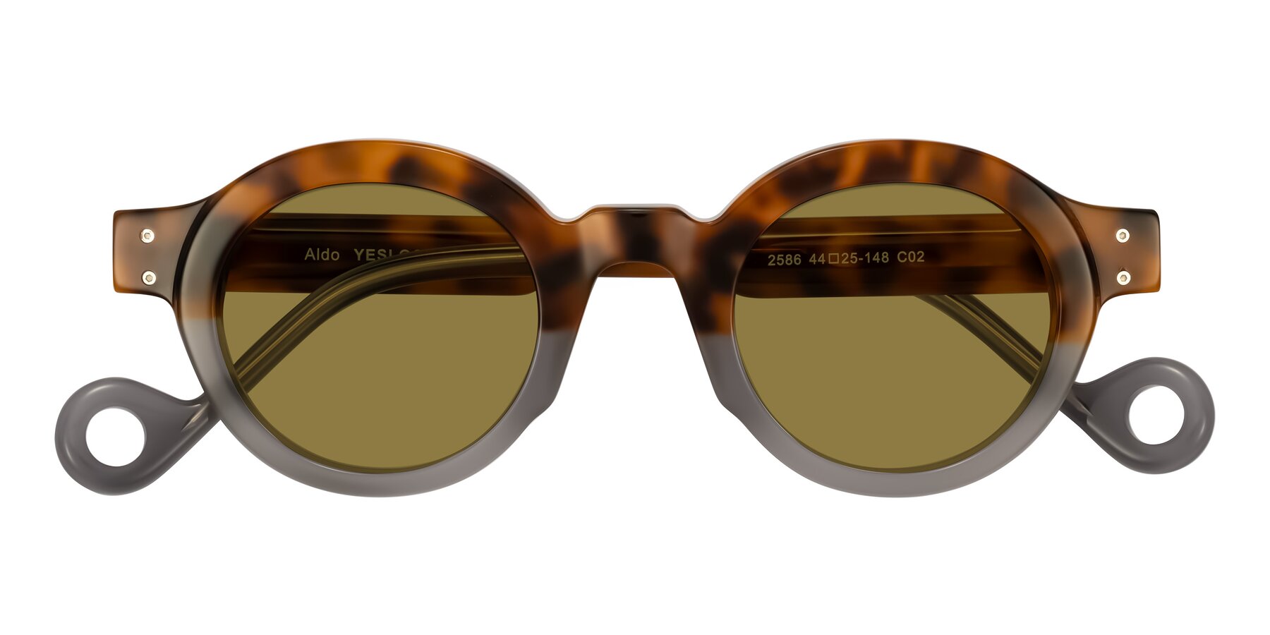 Folded Front of Aldo in Tortoise/Gray with Brown Polarized Lenses