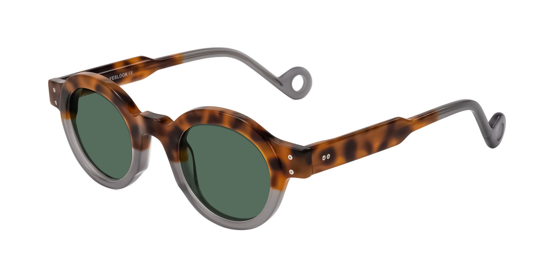 Angle of Aldo in Tortoise/Gray with Green Polarized Lenses