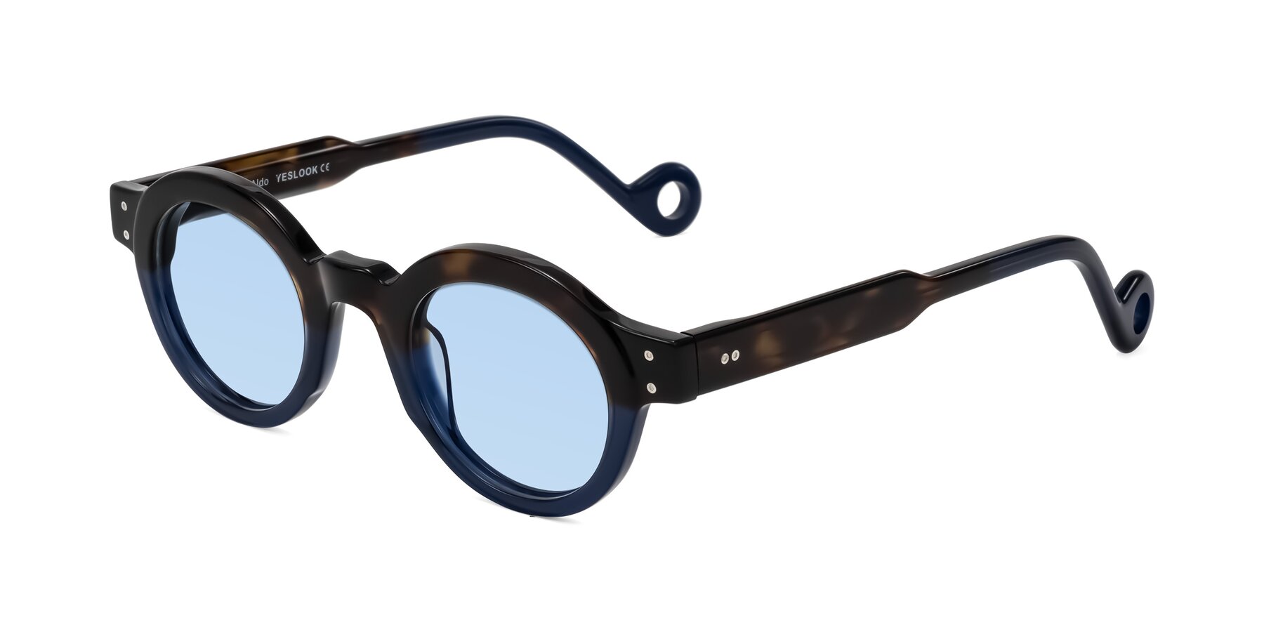 Angle of Aldo in Dark Tortoise/Midnight Blue with Light Blue Tinted Lenses