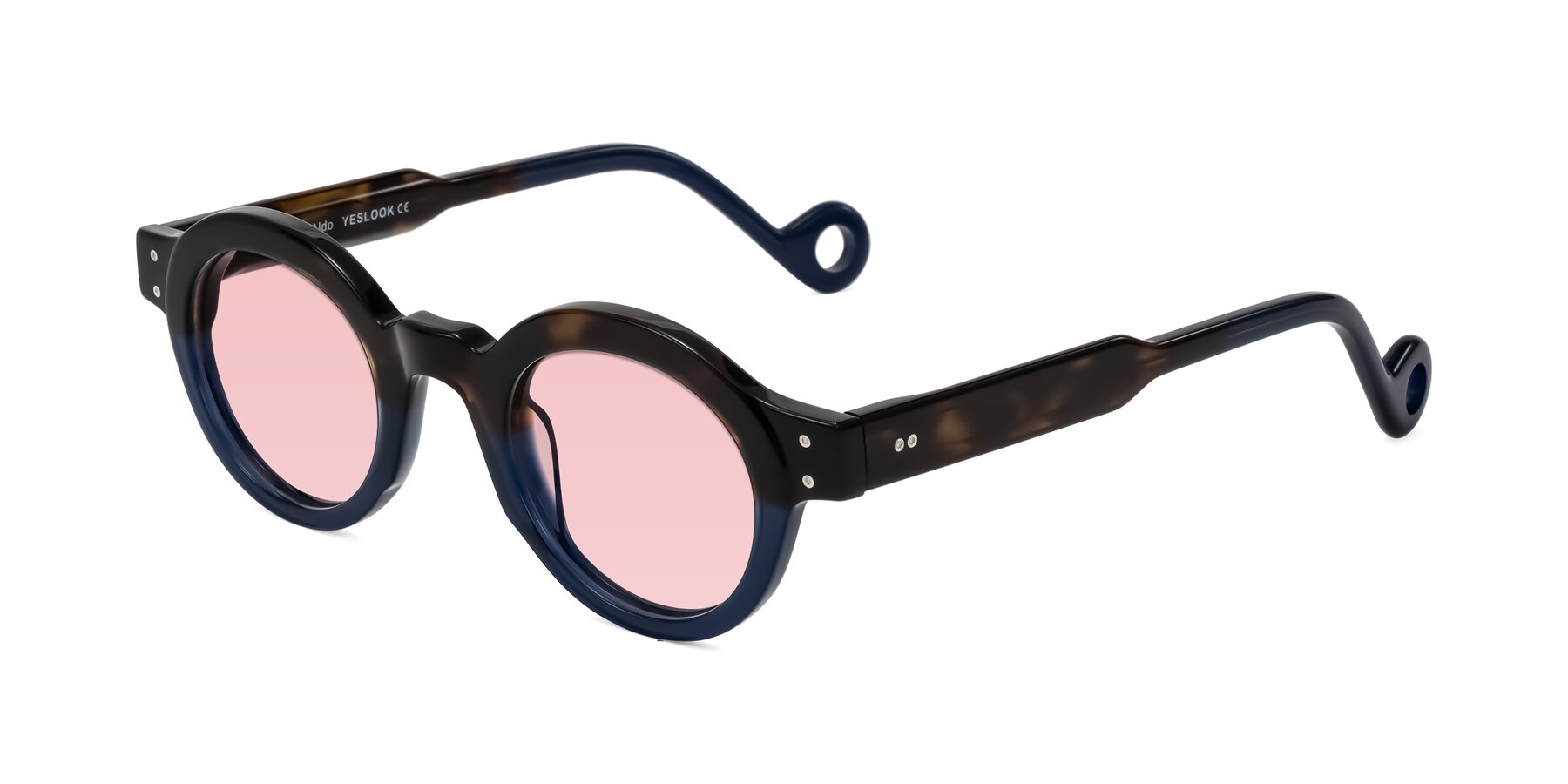 Angle of Aldo in Dark Tortoise/Midnight Blue with Light Garnet Tinted Lenses