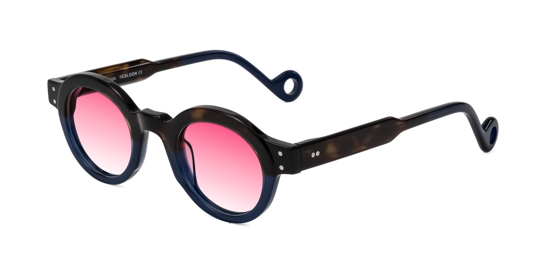 Angle of Aldo in Dark Tortoise/Midnight Blue with Pink Gradient Lenses