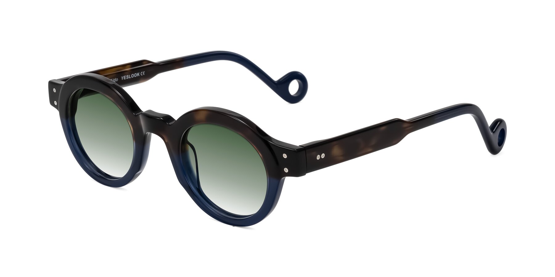 Angle of Aldo in Dark Tortoise/Midnight Blue with Green Gradient Lenses