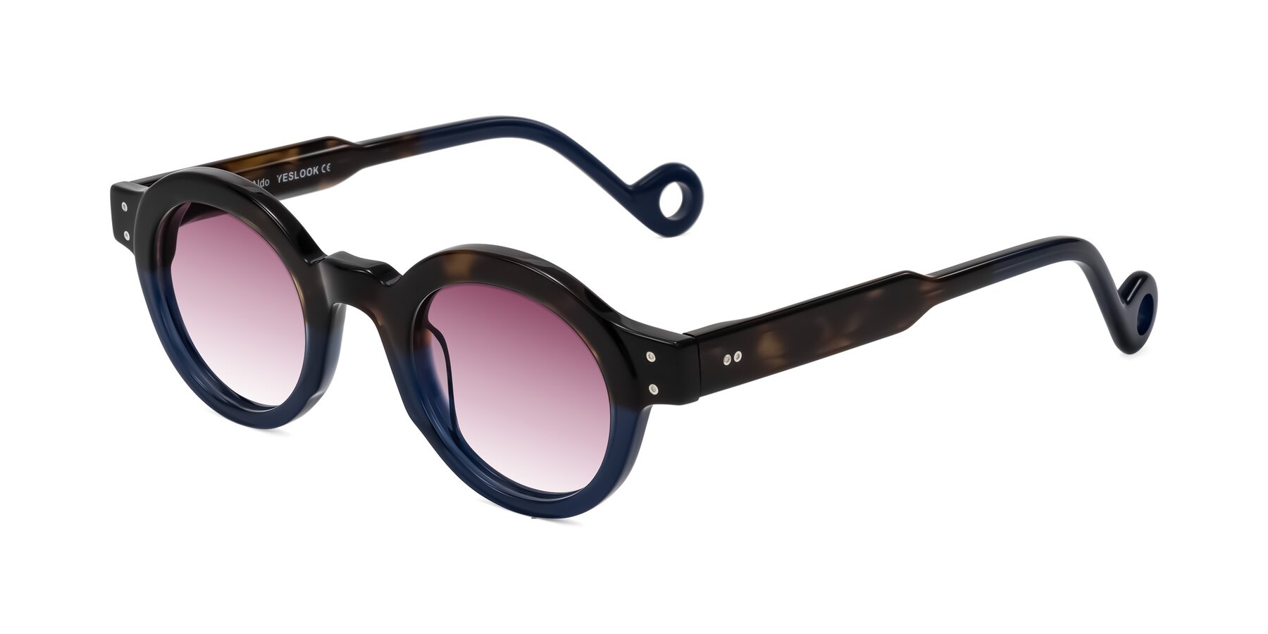 Angle of Aldo in Dark Tortoise/Midnight Blue with Wine Gradient Lenses