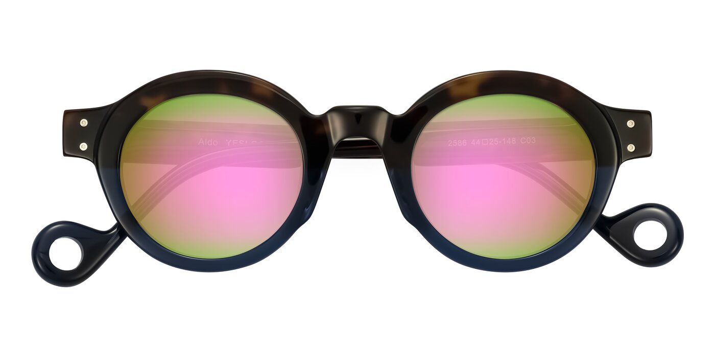 Aldo - Dark Tortoise/Midnight Blue Flash Mirrored Sunglasses