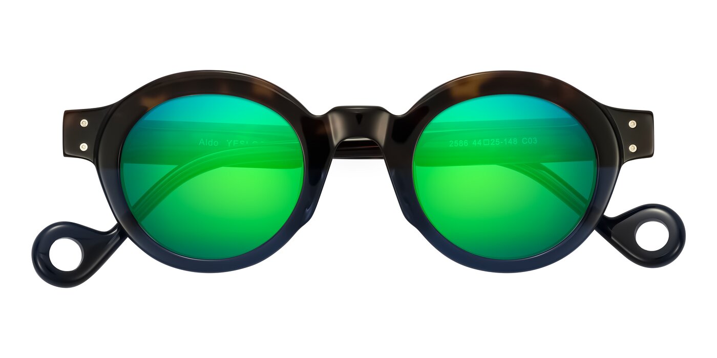 Aldo - Dark Tortoise/Midnight Blue Flash Mirrored Sunglasses