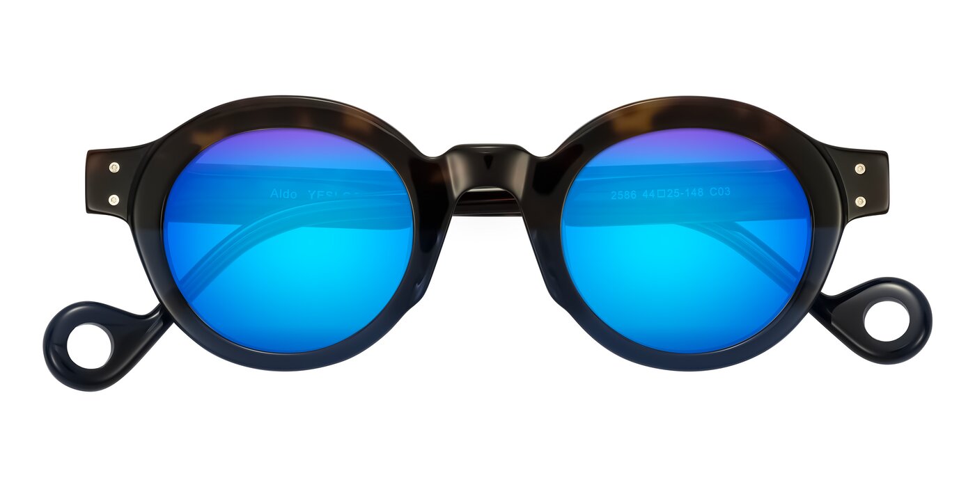 Aldo - Dark Tortoise/Midnight Blue Flash Mirrored Sunglasses