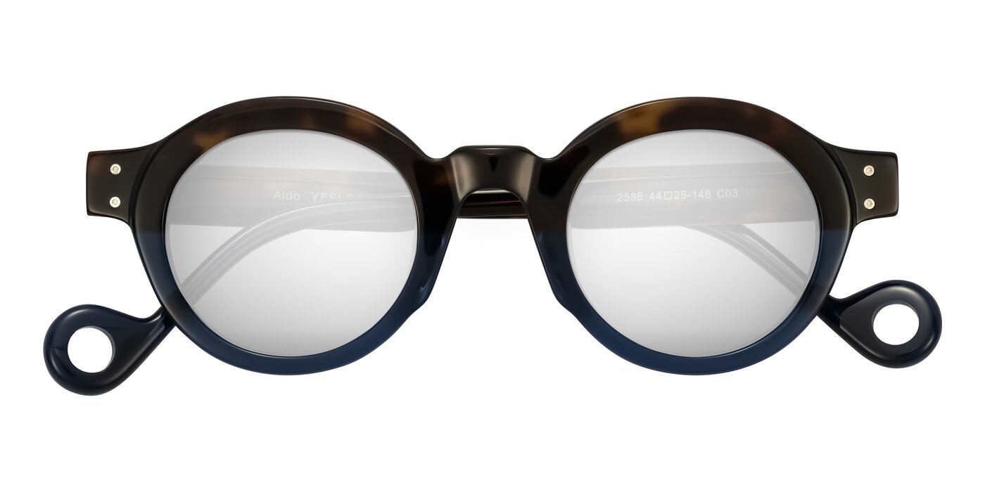 Aldo - Dark Tortoise/Midnight Blue Flash Mirrored Sunglasses