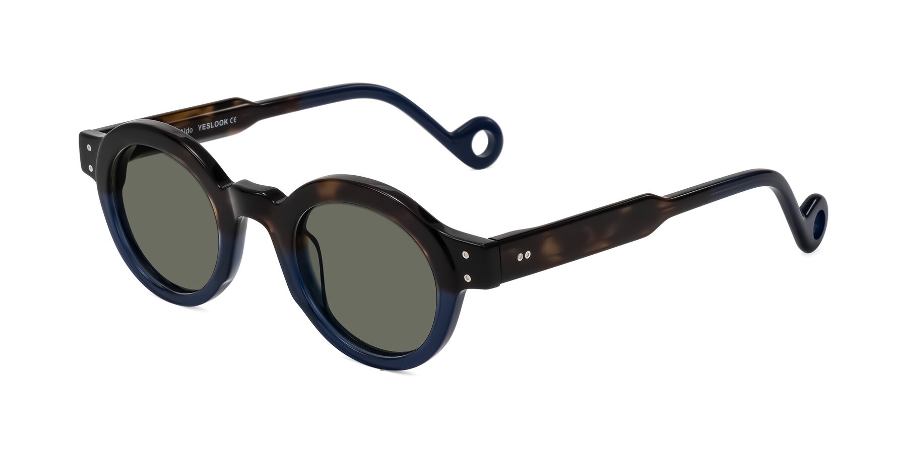 Angle of Aldo in Dark Tortoise/Midnight Blue with Gray Polarized Lenses
