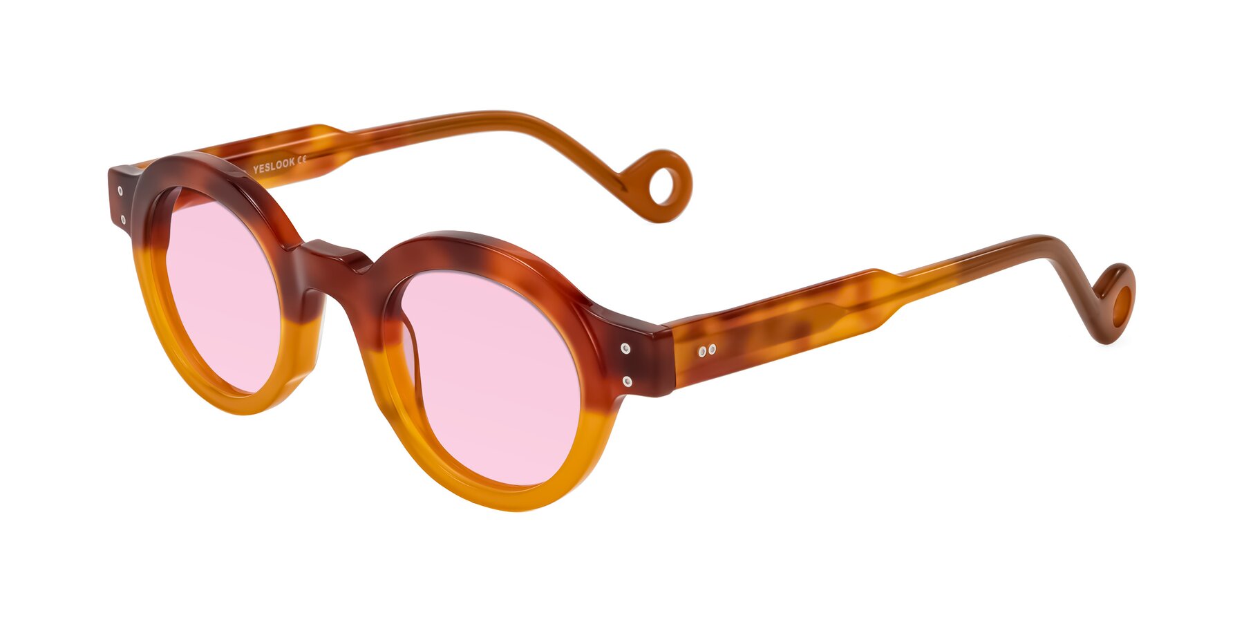 Angle of Aldo in Light Tortoise/Caramel with Light Pink Tinted Lenses