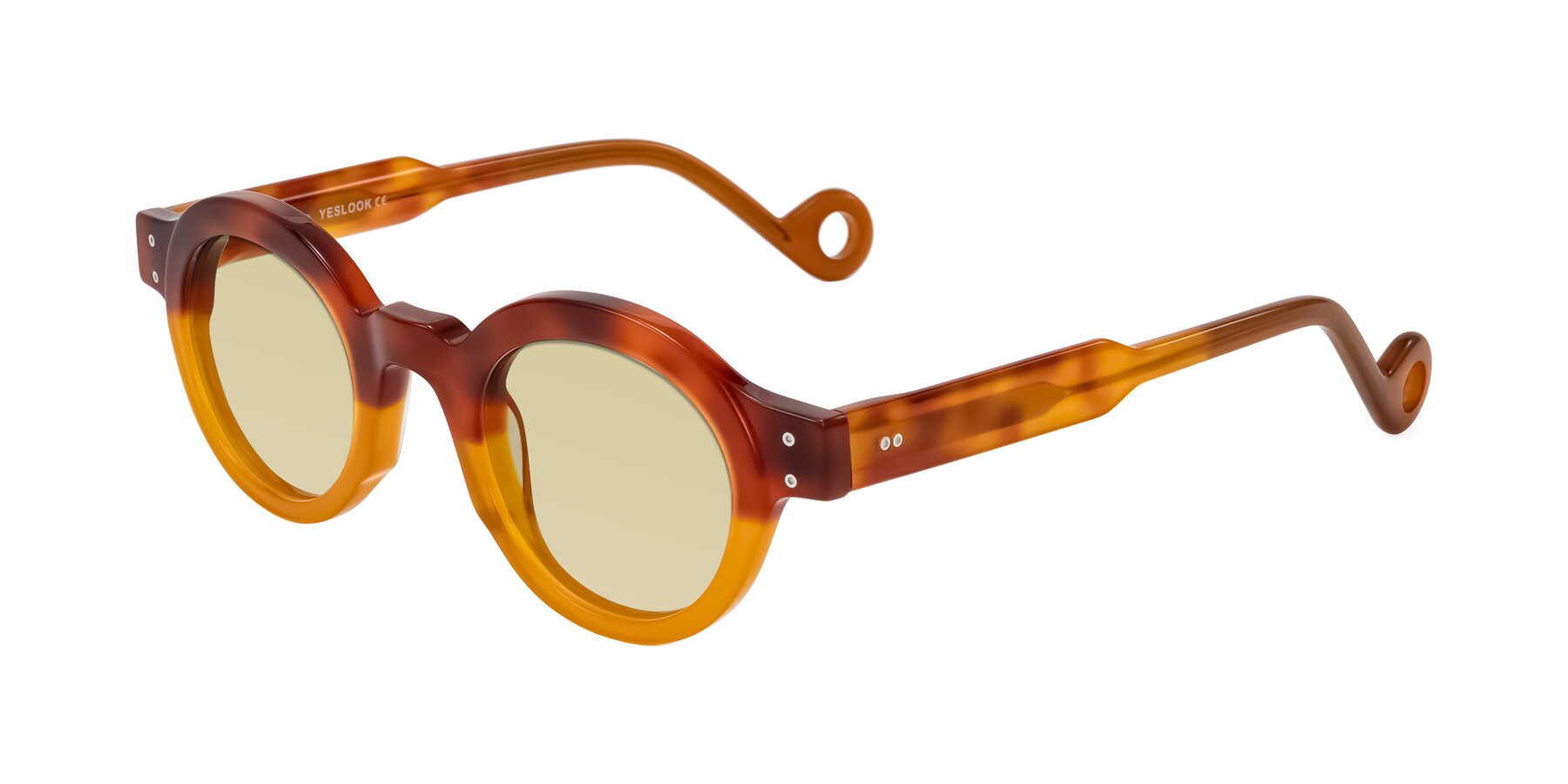 Angle of Aldo in Light Tortoise/Caramel with Light Champagne Tinted Lenses