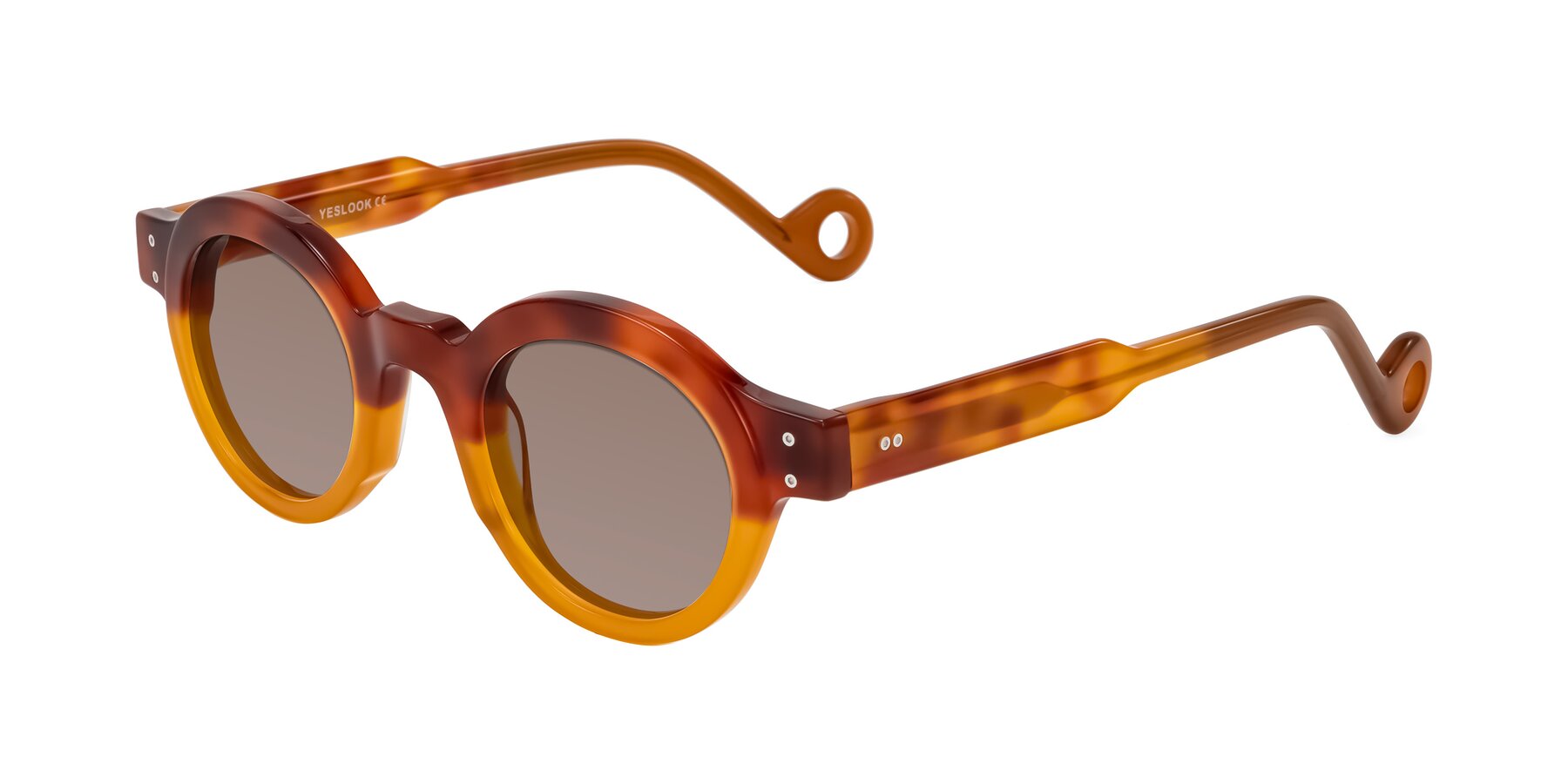 Angle of Aldo in Light Tortoise/Caramel with Medium Brown Tinted Lenses