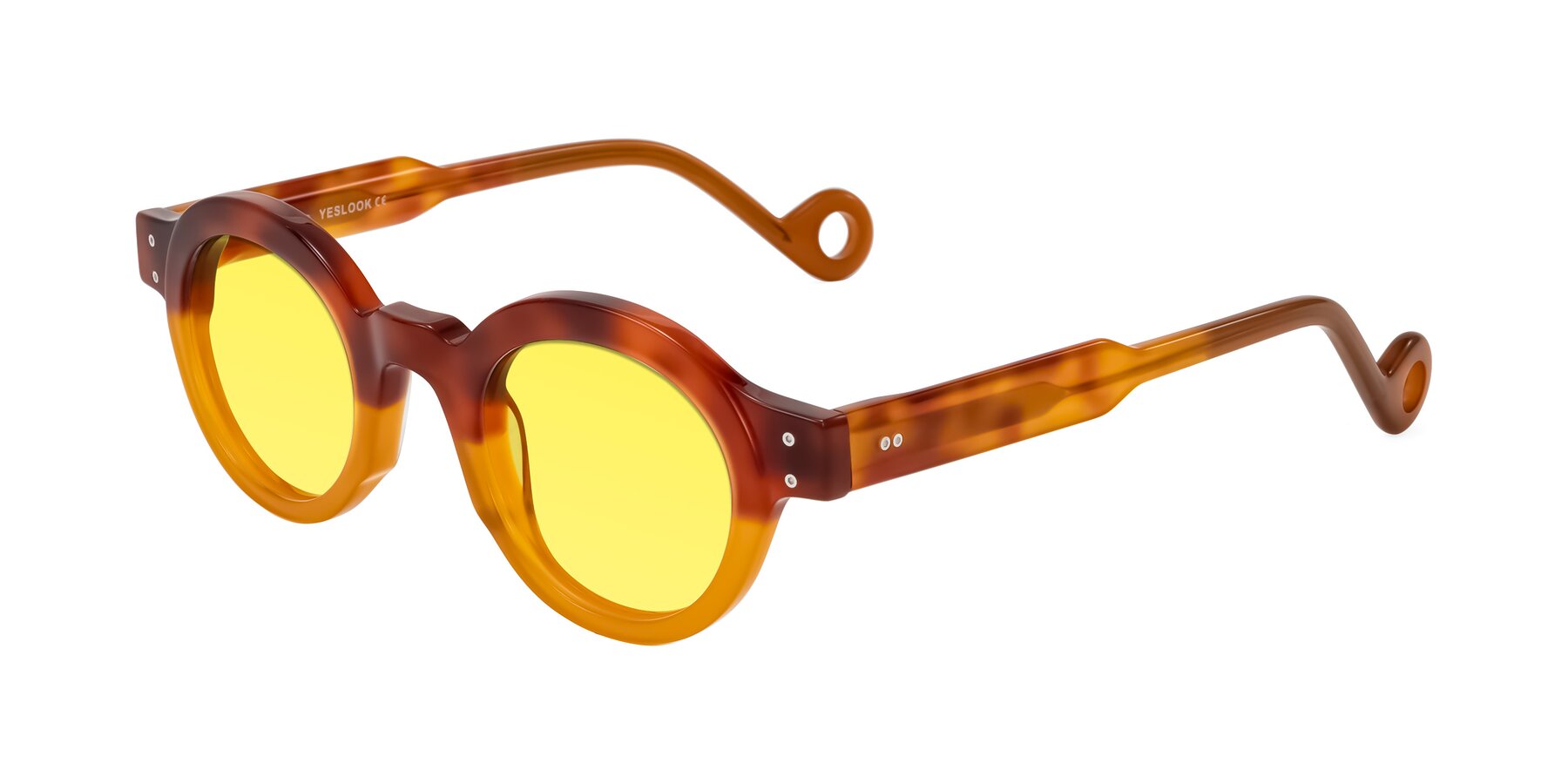 Angle of Aldo in Light Tortoise/Caramel with Medium Yellow Tinted Lenses