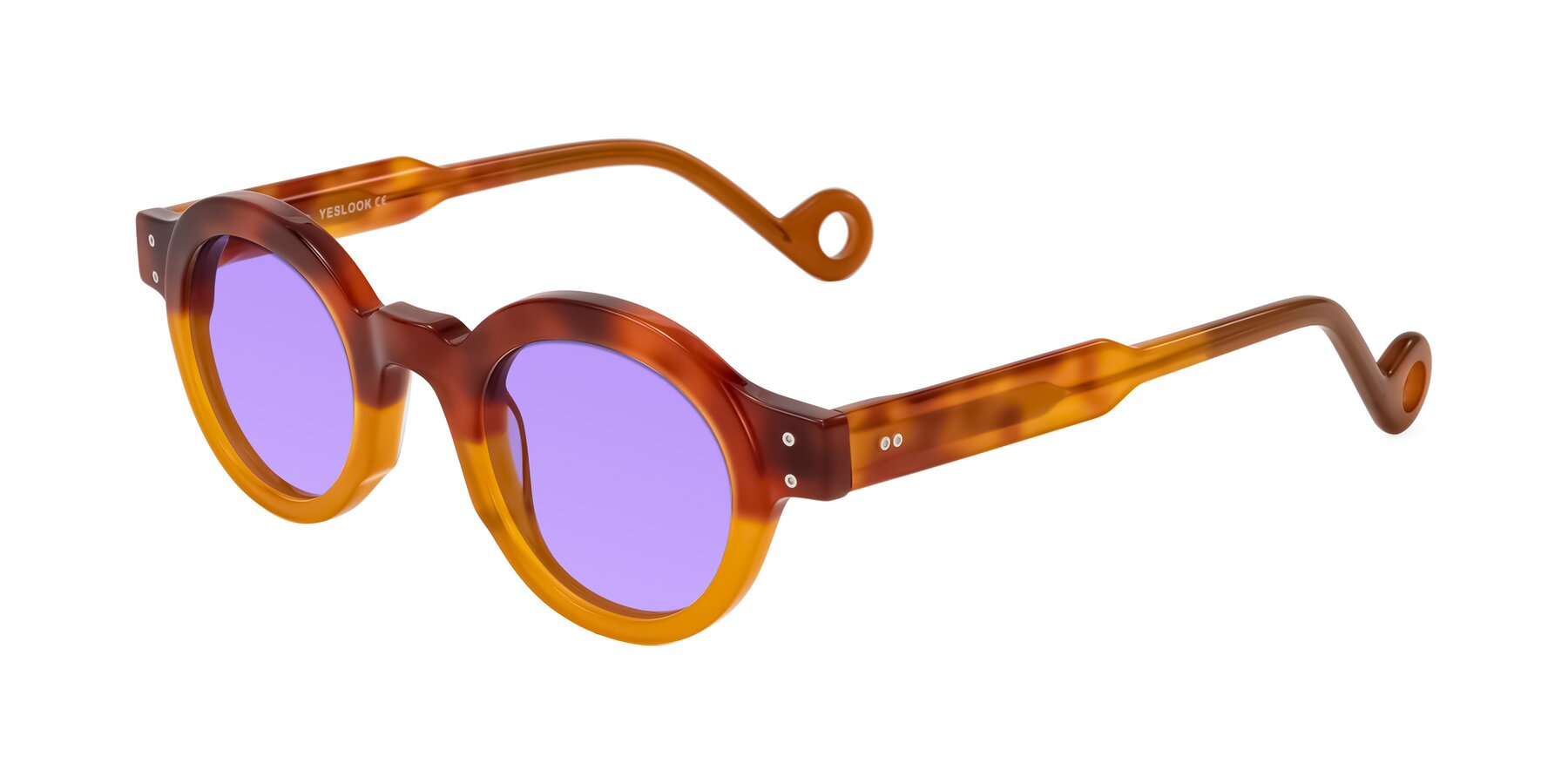 Angle of Aldo in Light Tortoise/Caramel with Medium Purple Tinted Lenses