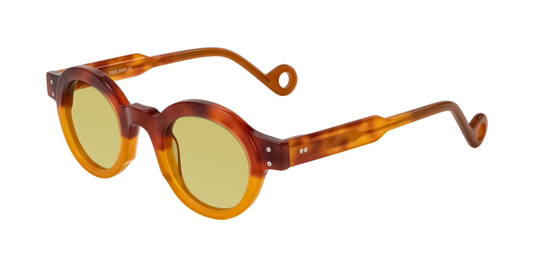 Angle of Aldo in Light Tortoise/Caramel with Medium Champagne Tinted Lenses
