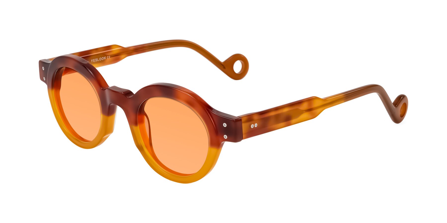 Angle of Aldo in Light Tortoise/Caramel with Medium Orange Tinted Lenses