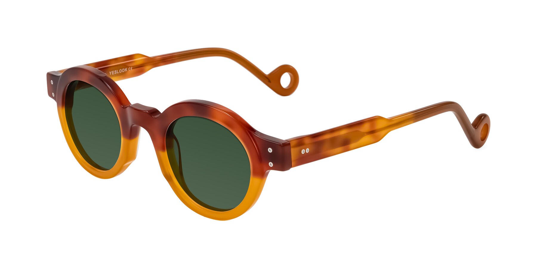 Angle of Aldo in Light Tortoise/Caramel with Green Tinted Lenses