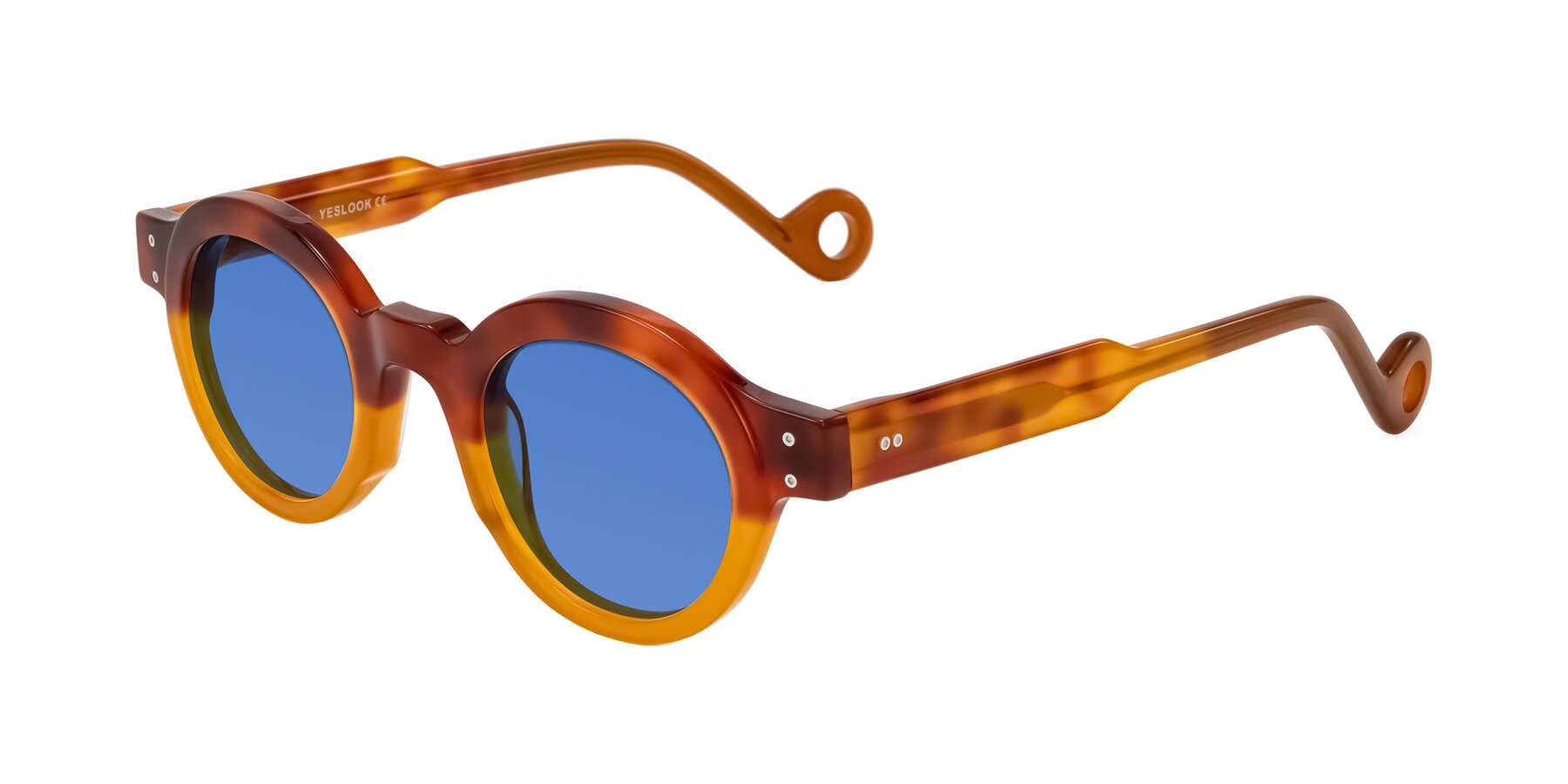 Angle of Aldo in Light Tortoise/Caramel with Blue Tinted Lenses