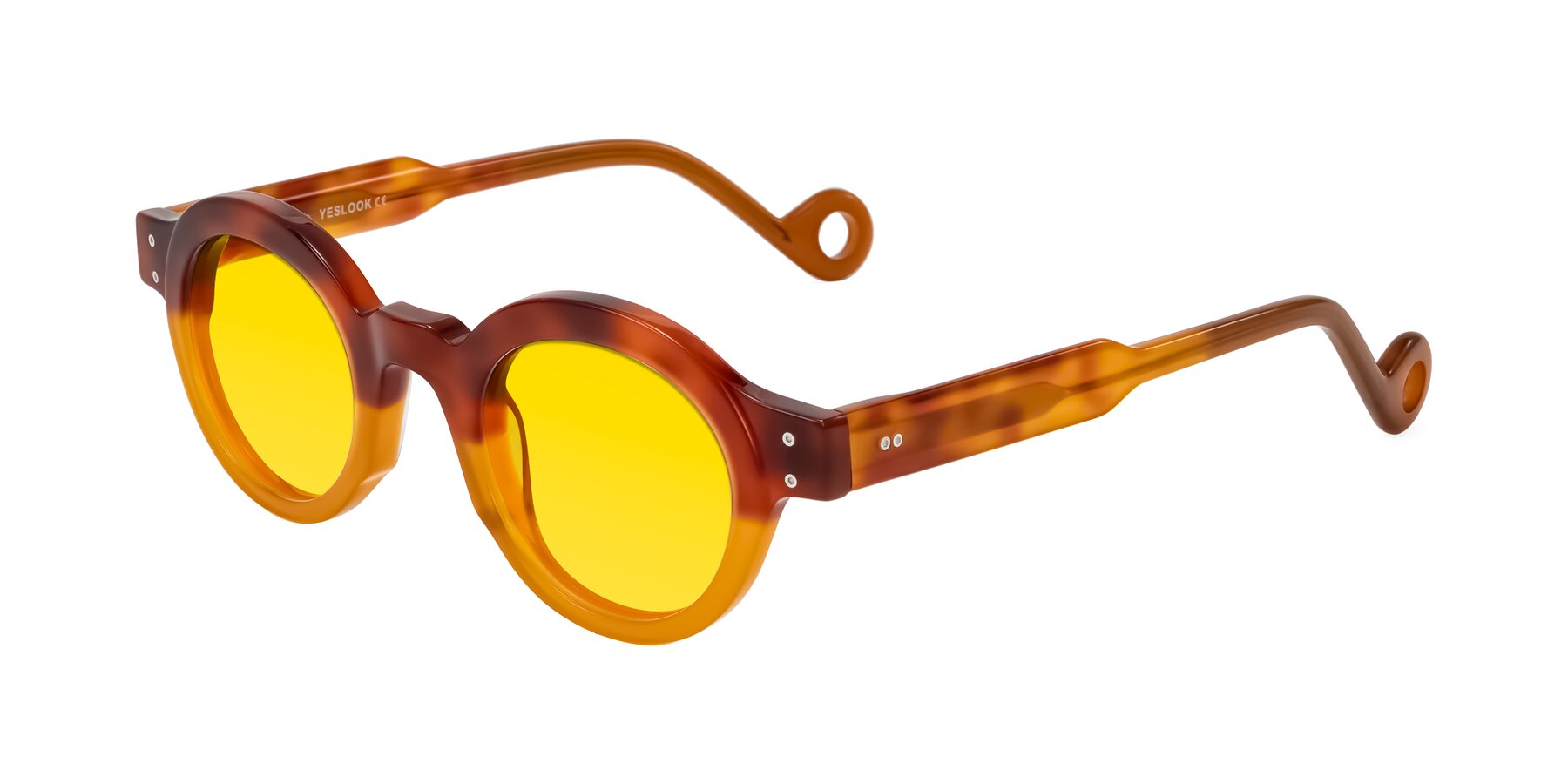 Angle of Aldo in Light Tortoise/Caramel with Yellow Tinted Lenses