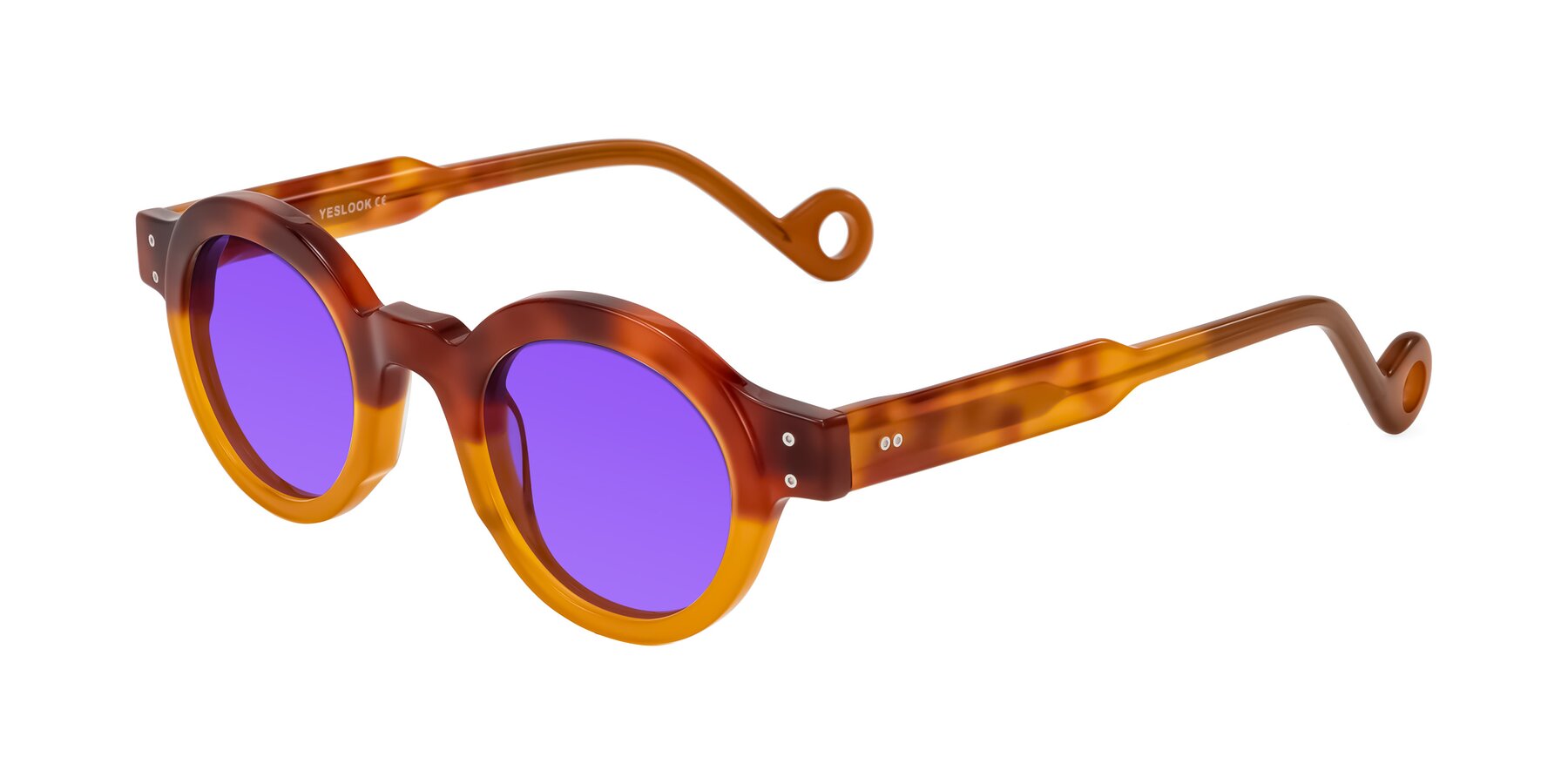 Angle of Aldo in Light Tortoise/Caramel with Purple Tinted Lenses