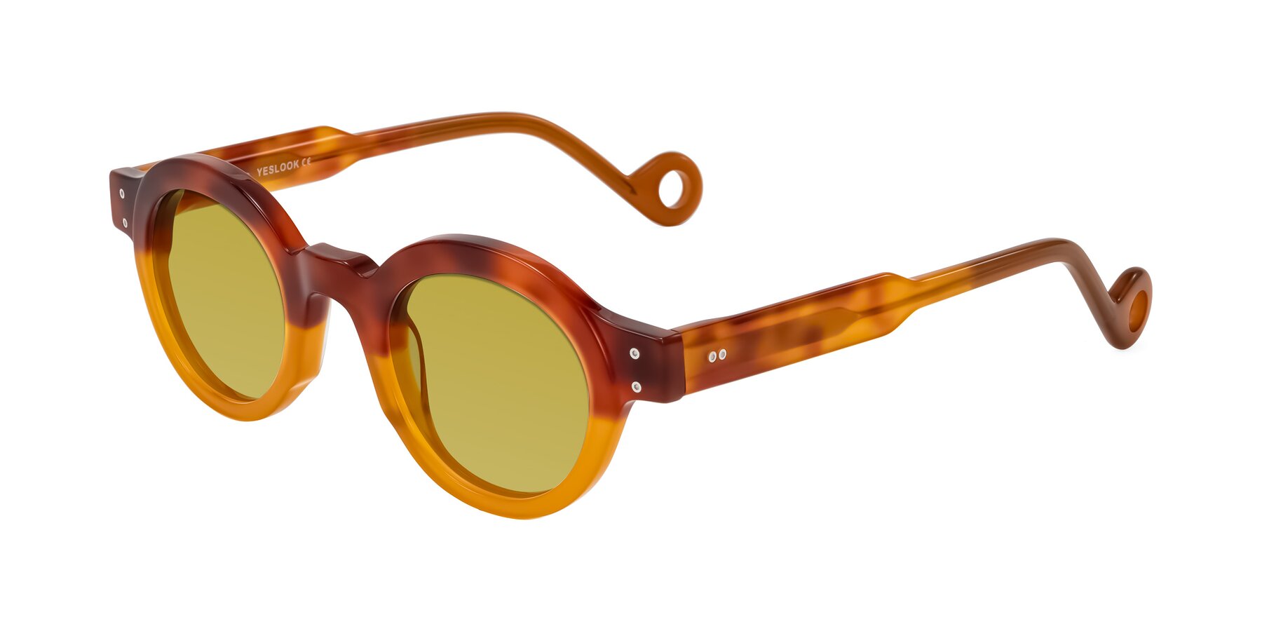 Angle of Aldo in Light Tortoise/Caramel with Champagne Tinted Lenses