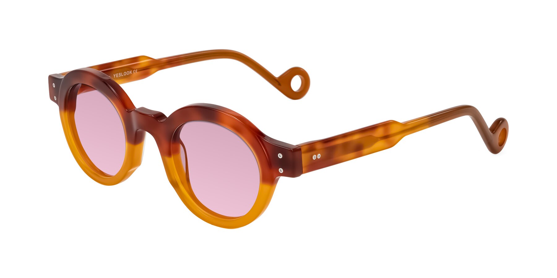Angle of Aldo in Light Tortoise/Caramel with Light Wine Tinted Lenses