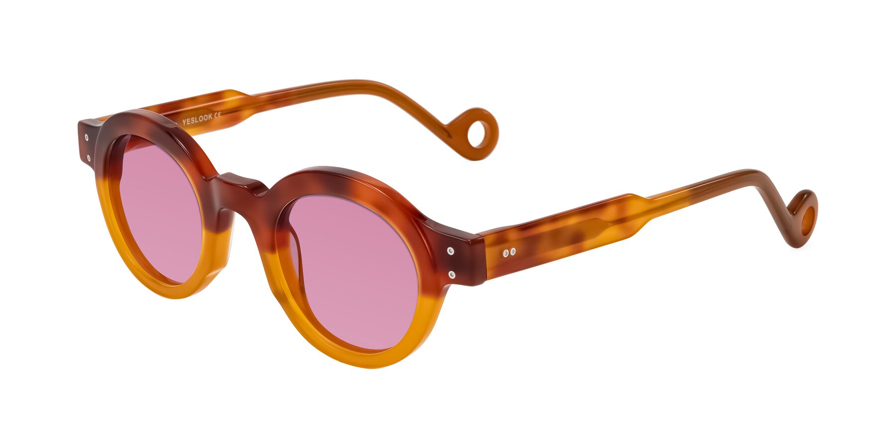 Angle of Aldo in Light Tortoise/Caramel with Medium Wine Tinted Lenses