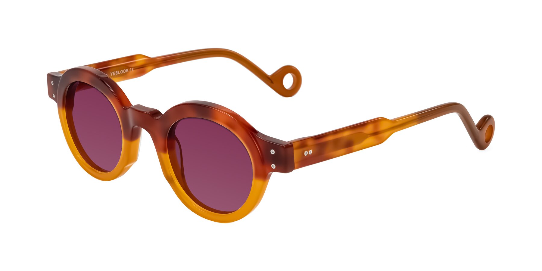 Angle of Aldo in Light Tortoise/Caramel with Wine Tinted Lenses