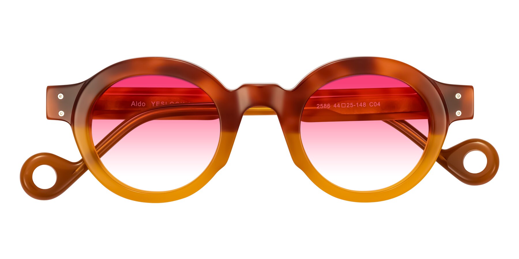 Folded Front of Aldo in Light Tortoise/Caramel with Pink Gradient Lenses