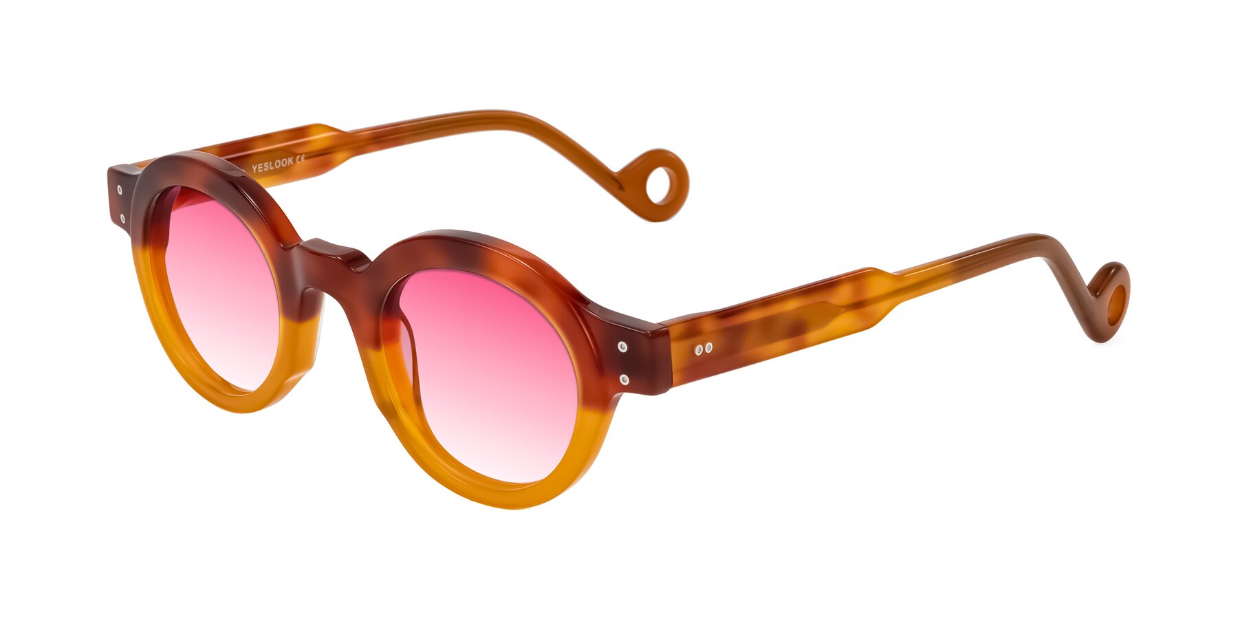 Angle of Aldo in Light Tortoise/Caramel with Pink Gradient Lenses